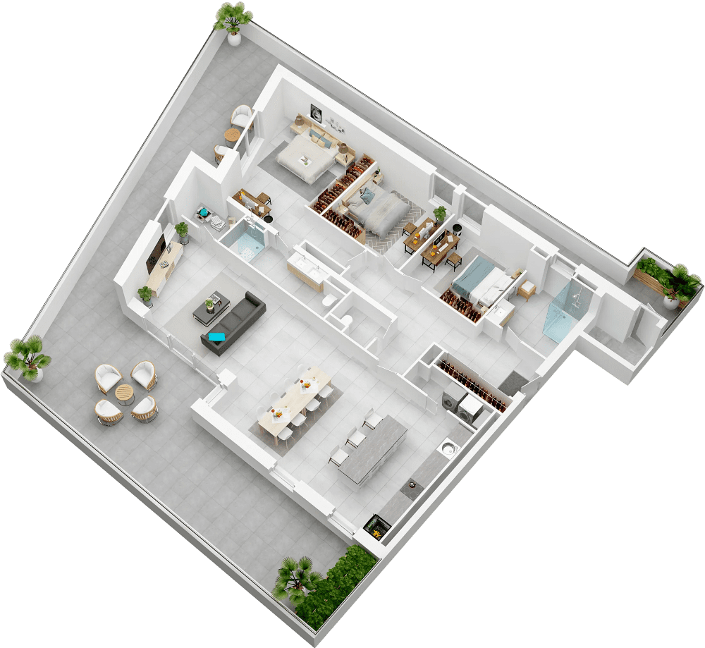 Les Jardins de la Horgne - Appartements neufs à Montigny-les-Metz - Axonométrie d'un appartement T5