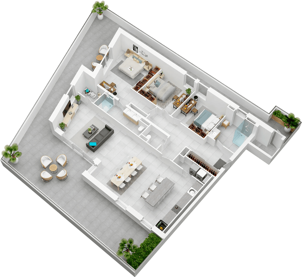 Les Jardins de la Horgne - Appartements neufs à Montigny-les-Metz - Axonométrie d'un appartement T5